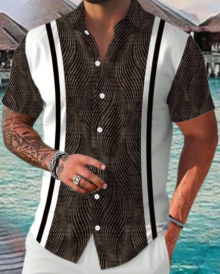 Casual All-matching Fashion Geometric Trend Short Sleeve Shirt