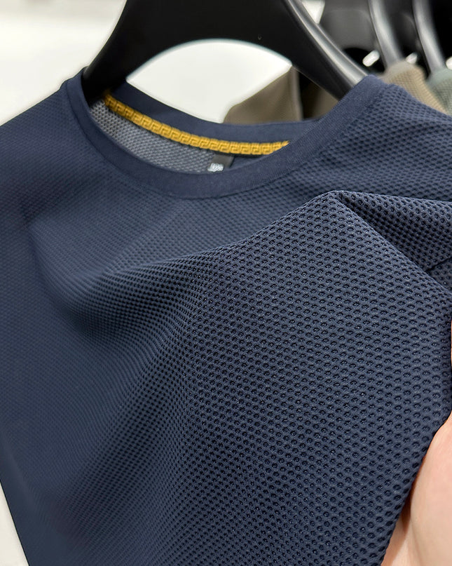 Men's Fashionable Casual Breathable Mesh Round Neck Short Sleeve T-shirt