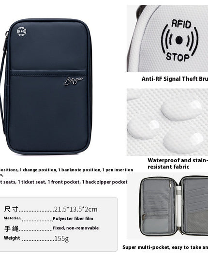 Travel Storage Travel Portable RFID Anti-theft Swiping Passport Case Document Package