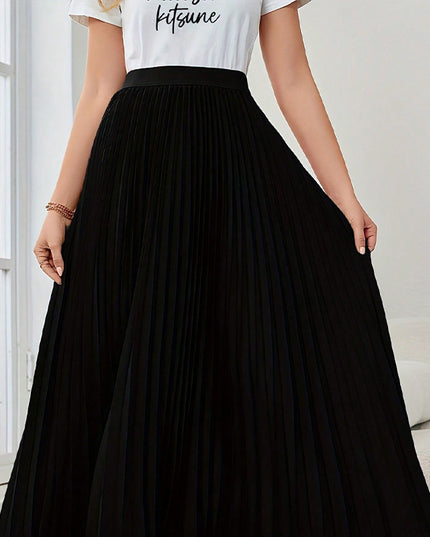 Skirt New Elegant Pleated Puffy Umbrella Skirt Polyester Skirt For Women