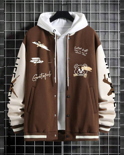 Men's Baseball Uniforms Coat American High Street Pu Baggy Casual Jacket