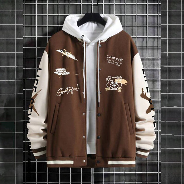 Men's Baseball Uniforms Coat American High Street Pu Baggy Casual Jacket