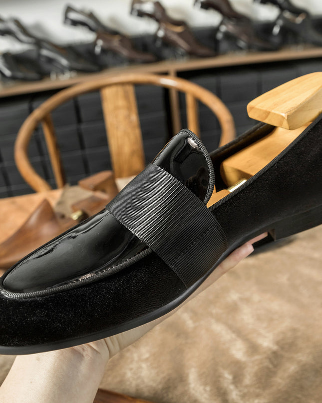 Velvet Patent Leather Korean Loafers Business Casual Leather Shoes