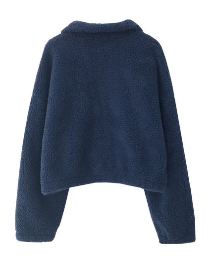Stand-up Collar Thermal Faux Lamb Fur Coat Women's Autumn And Winter New Loose Temperament Zip Cardigan Tops