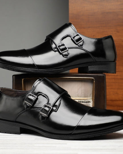Men's Business Formal Pointed Buckle Leather Shoes
