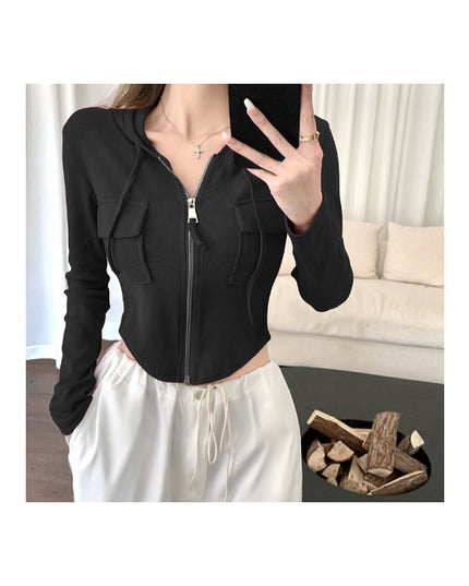 Short Hooded Cardigan Coat Women