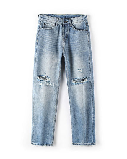 Summer High-grade Ripped Straight Wide-leg Pants
