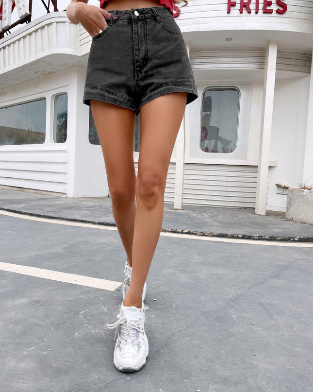 Women's High Waist Slimming And Tight Straight Denim Shorts