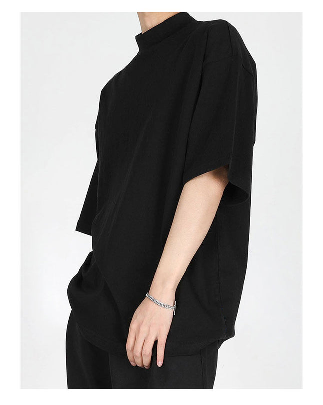 Spring And Summer Loose Thin Half Turtleneck Short Sleeve