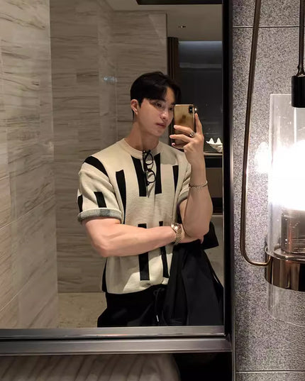American High Street Round Neck Knitted Short Sleeve T-shirt