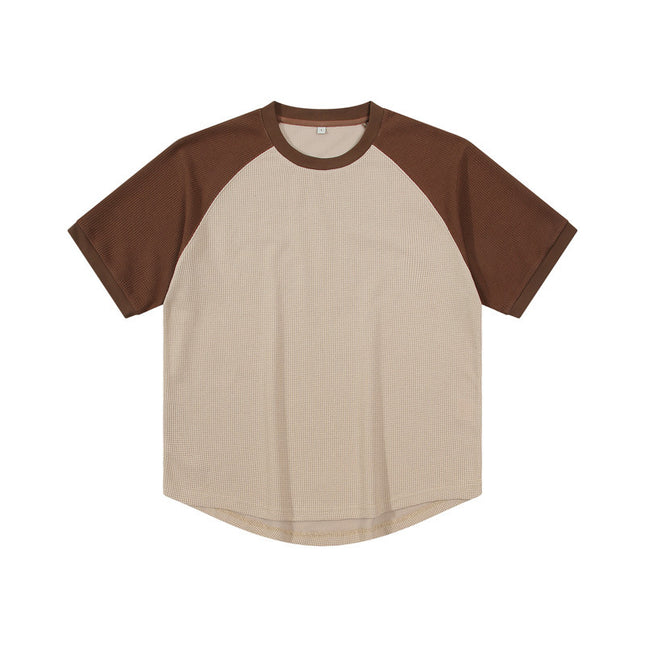 Contrast Color Waffle Plus Size Short Sleeve