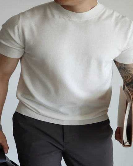 Knitwear Men's Solid Color Slim-fit Commute Breathable T-shirt