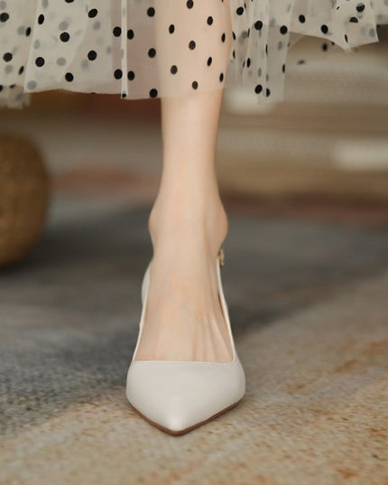 Women's Leather Covered Toe Sandals With High Heels