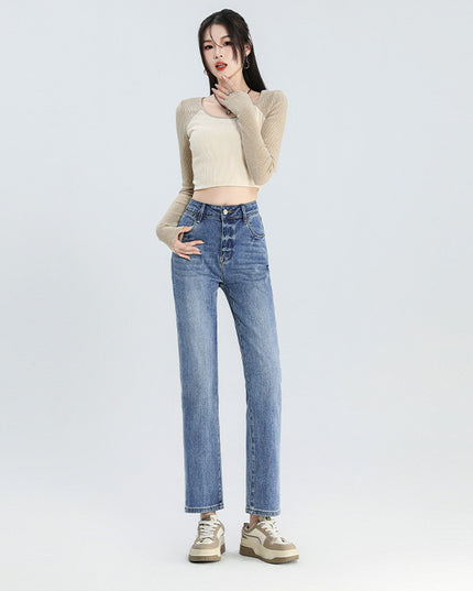 All-match Cropped Straight Jeans For Women