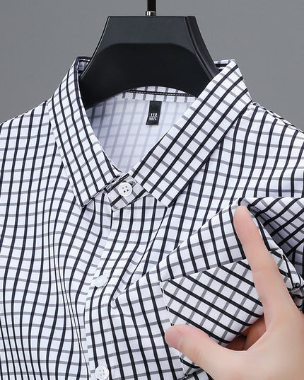 Long Sleeve Fine Plaid Shirt For Men Spring And Autumn