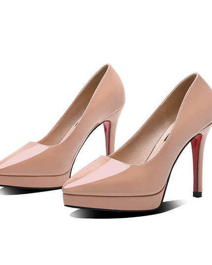 Stiletto Heel 10cm Pointed-toe Waterproof Platform Pumps Small Size