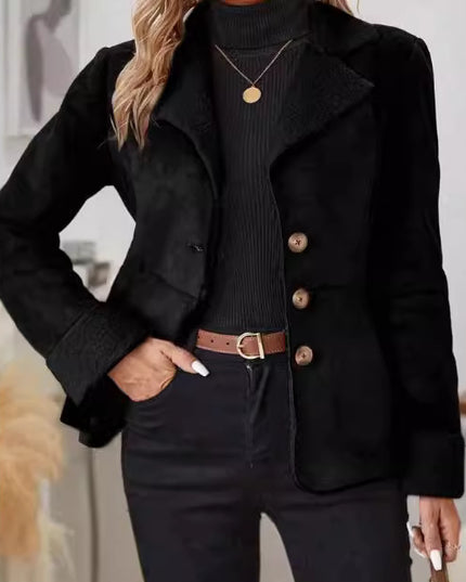 Casual Fashion Cold-proof Warm Fur Integrated Lapel Pocket Jacket