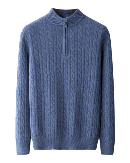Pure Wool Sweater Men's Half-high Collar Pullover