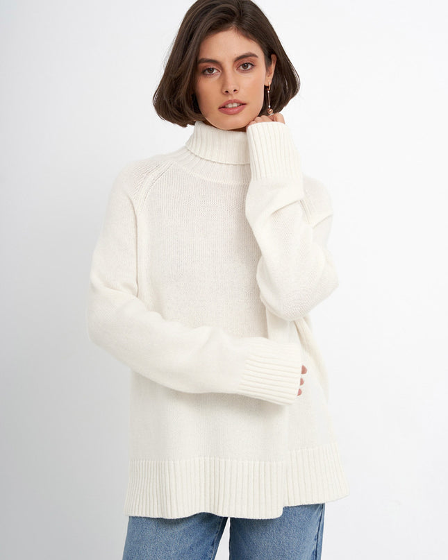 Elegant Commuter's All-matching Solid Color Raglan Sleeve Sweater For Women