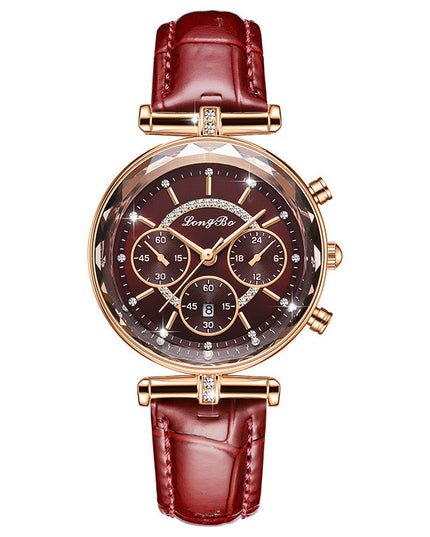 Waterproof Casual Three-eye Women's Watch
