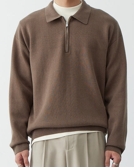 Korean Style Niche Casual Polo Collar Knitwear Sweater For Men
