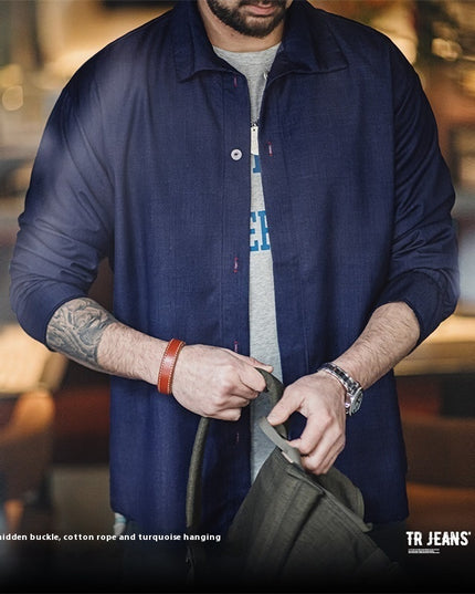 Men's American-style Retro Imitation Tencel Denim Shirt