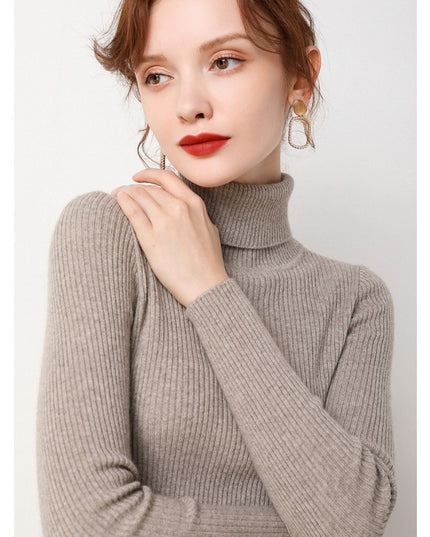Simple Temperament High Collar Sweater Women's FallWinter Slim Short Pullover