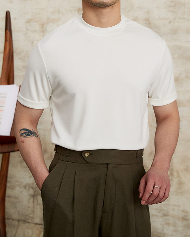 Summer Skin-friendly Soft Glutinous Draping Short Sleeve Round Neck T-shirt Casual Stretch Men