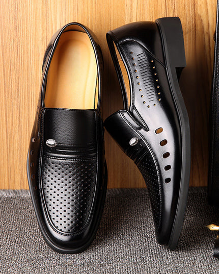 Pointed British Men's Business Formal Wear Hollow Ankle Shoes