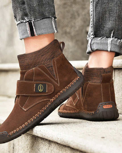 Velcro Shoes Men Ankle Boots Winter Sock Trainer Boots High Quality