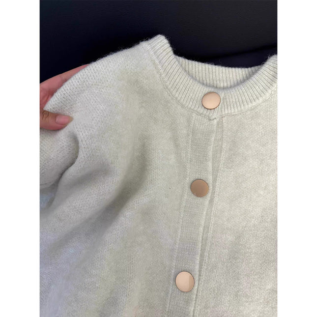 Button Knitted Cardigan Women's Sweater Korean Style Loose Soft Glutinous