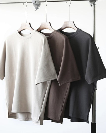 Air Cotton Plus Size 280g Loose T-shirt With Sleeves