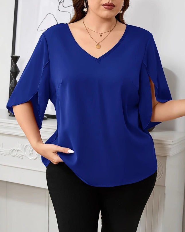 Fashion Solid Color Plus Size T-shirt Loose All-match Plus Size