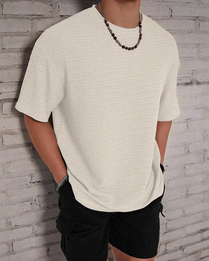 Men's Loose Hollow Solid Color Flow Round Neck T-shirt