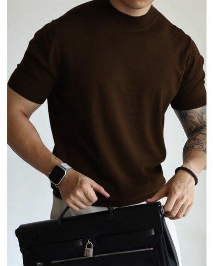 Knitwear Men's Solid Color Slim-fit Commute Breathable T-shirt