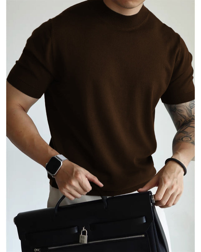 Knitwear Men's Solid Color Slim-fit Commute Breathable T-shirt