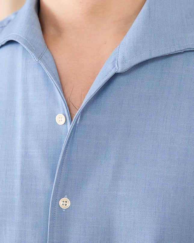 British Men Draping Anti-wrinkle One-piece Collar Casual Long-sleeved Shirt
