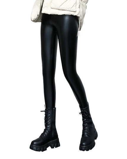 Fleece-lined Thick Leggings Tight Leather Pants