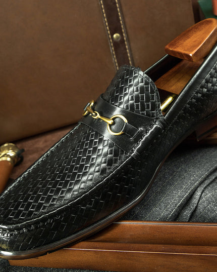 Business Casual Men's Woven Loafers Leather Shoes Men's Shoes