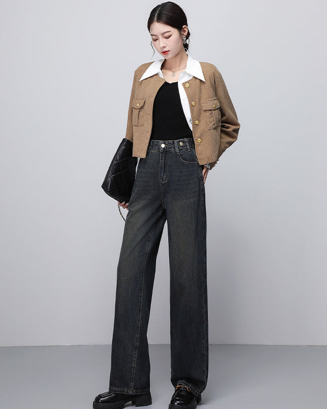 Women's Cement Gray Narrow Wide-leg Jeans