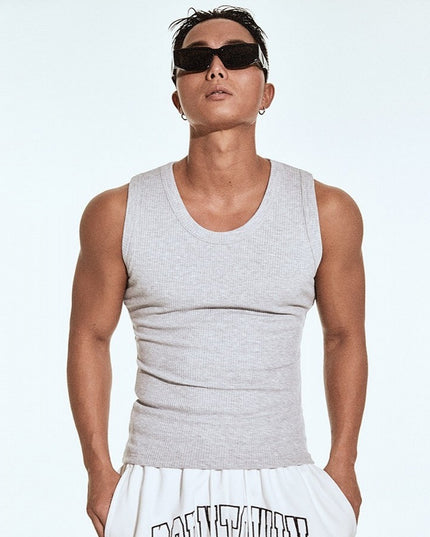 Men's Fashion Solid Color Quick-drying Stretch Tight Sports Thread Vest
