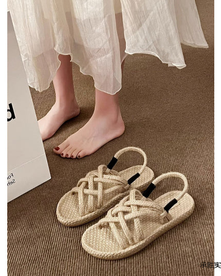 Braided Hemp Rope Sandals Female Student All-matching
