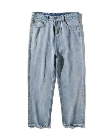 Simple Pure Color Jeans Men's Washed