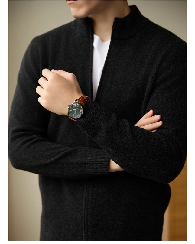 Men's Zipper Stand-up Collar Cardigan Coat