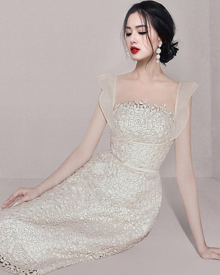 Small Group Temperament Patchwork Lace High Waisted Dress