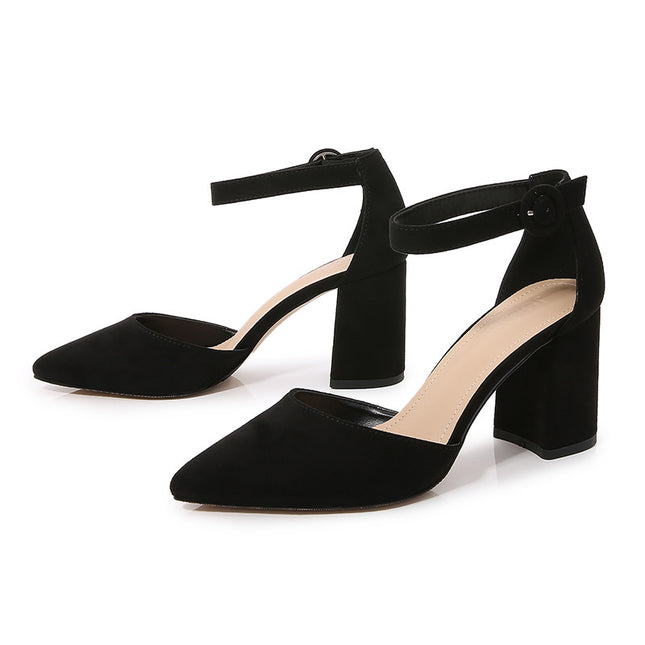 Pointed Toe Chunky Heel High Heel Shoes With Strap