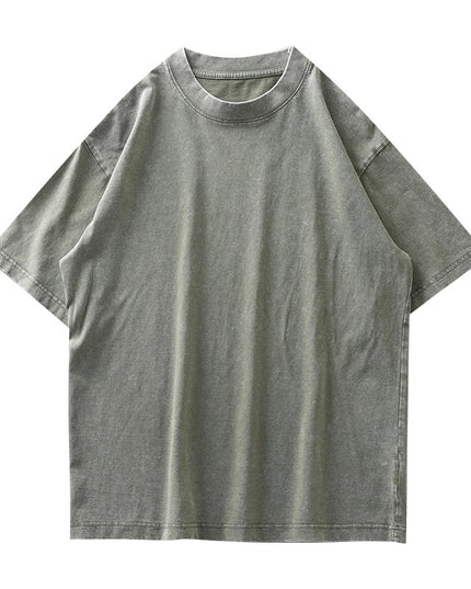 Washed And Worn Heavy Cotton T-shirt Men's Short Sleeve