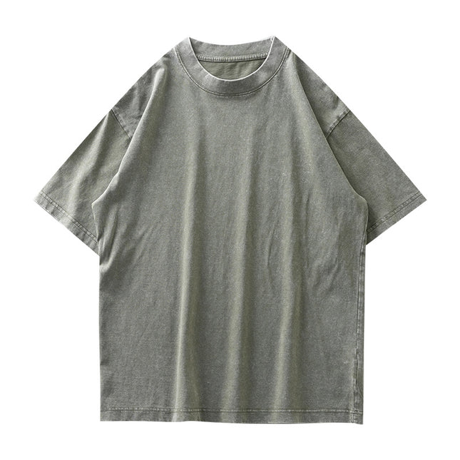 Washed And Worn Heavy Cotton T-shirt Men's Short Sleeve