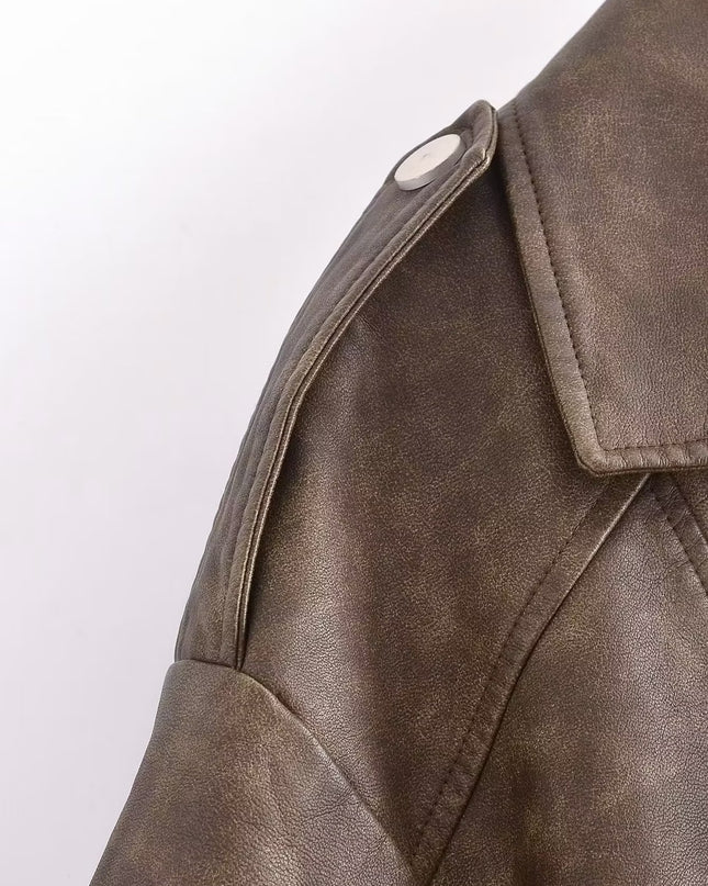 Women's Washable Gradient Leather Jacket