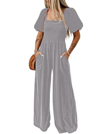 Women's Square Collar Short Sleeve Jumpsuit